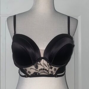 Honey Birdette Black Lace Longline Multi Way Strapless Bra 38D Similar to Bailey
